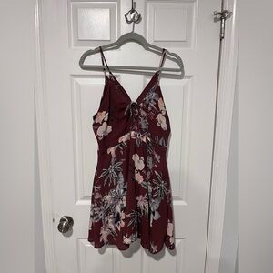 Sugarlips Burgundy Floral Mini Dress